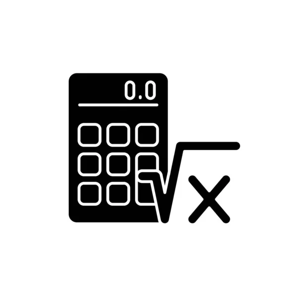 Icono Glifo Negro Álgebra Calculadora Símbolo Radical Cálculos Matemáticos Resolver — Vector de stock