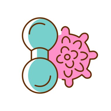 Elle masaj topları RGB renk simgesi. Dikenli toplar. Kas ağrısını ve ağrıyı azaltmak için masaj. Boyun ve omuzlar için masaj aleti. İzole vektör çizimi. Basit doldurulmuş çizgi çizimi