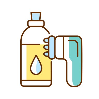 Antielülit masaj aleti RGB renk simgesi. Masaj bacakları ve kalçaları. Güzellik tedavisi. Vücut ve cilt bakımı. Lipolizis. Taşınabilir alet. İzole vektör çizimi. Basit doldurulmuş çizgi çizimi