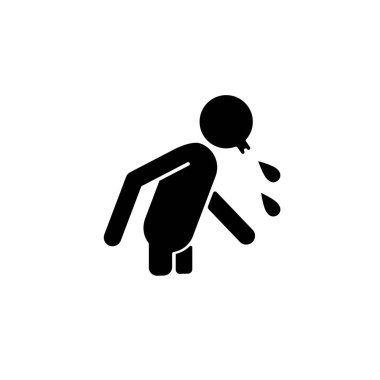 Siyah kabartma simgesi tükür. Halka açık yerlerde kaba, edepsiz davranışlar. Görgüsüzlük. Hapşırıyorum. Kötü alışkanlık. Tükürük adam. Beyaz uzayda siluet sembolü. Vektör izole illüstrasyonu