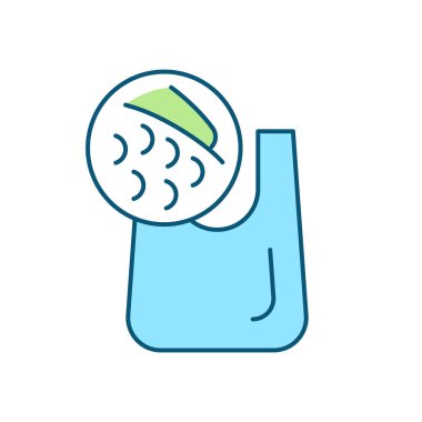 Biyolojik çözünebilir RGB renk simgesi. Dünyada geri dönüşümsüz çöp miktarında azalma. Doğaya karşı sorumlu tutum. İzole vektör çizimi. Basit doldurulmuş çizgi çizimi