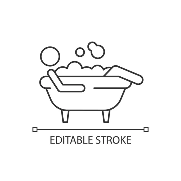 Ícone Linear Banho Homem Deitado Banho Espuma Actividades Higiene Pessoal —  Vetores de Stock