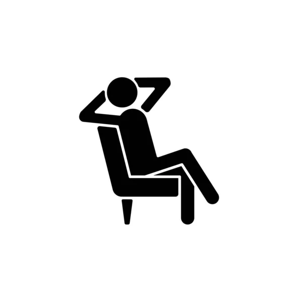 Relax Black Glyph Icon Man Sitting Relaxed Pose Human Taking — Stock Vector