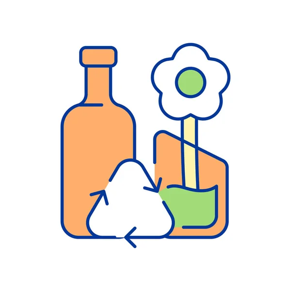 Bloem Fles Oranje Rgb Kleur Pictogram Afvalrecyclagebord Trash Upcycling Beweging — Stockvector