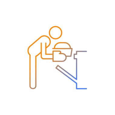 Bake gradient linear vector icon. Person putting baking sheet with dough in oven. Dinner preparation at home. Thin line color symbol. Modern style pictogram. Vector isolated outline drawing