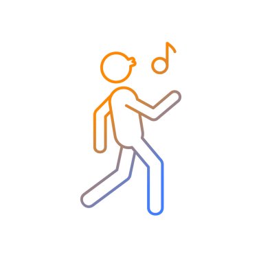 Whistle gradient linear vector icon. Bad habit. Person walking and whistling. Habitual patterns of human behavior. Thin line color symbol. Modern style pictogram. Vector isolated outline drawing