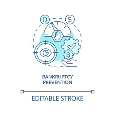 Kriz önleme konsepti simgesi. Ekonomik durgunluk. Hükümet kurtarma paketleri. Finansal destek, soyut fikir ince çizgi çizimi. Vektör izole edilmiş dış hat renk çizimi. Düzenlenebilir vuruş