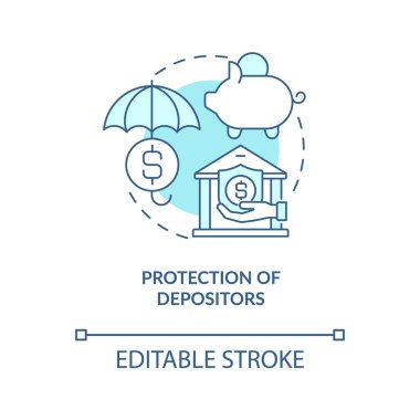 Güvenlik mevduatları konsept simgesi. Banka hizmetleri. Finansal yönetim. Banka yönetmeliği soyut fikir ince çizgi çizimi kurallarını koyar. Vektör izole edilmiş dış hat renk çizimi. Düzenlenebilir vuruş