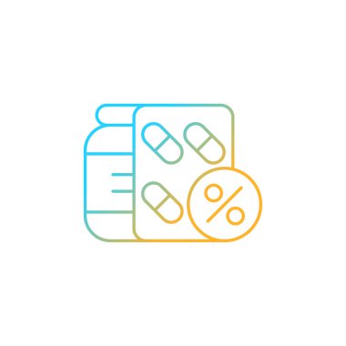 Reçeteli reçeteli ilaç maliyeti gradyan doğrusal vektör simgesi. Çalışanlara sağlık sigortası sağlıyor. Para biriktiriyorum. İnce çizgi renk sembolü. Modern tarz pictogram. Vektör izole çizimi