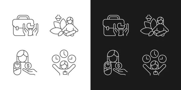 Employee Incentives Linear Icons Set Dark Light Mode Child Care — Stock Vector