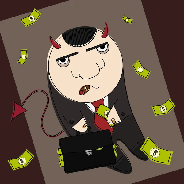 Cartoon style devil in suit — Stock Vector