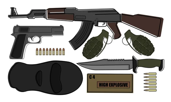 Paquete de armas militares — Vector de stock