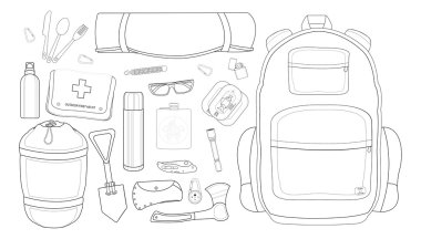 Kamping set illüstrasyon