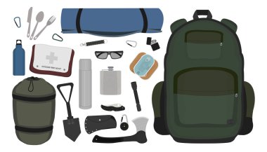 Kamping set illüstrasyon