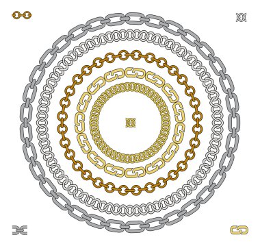 Farklı şekiller zincirleri fırçaları kümesini