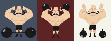 Huge bold, mustached strongman clipart