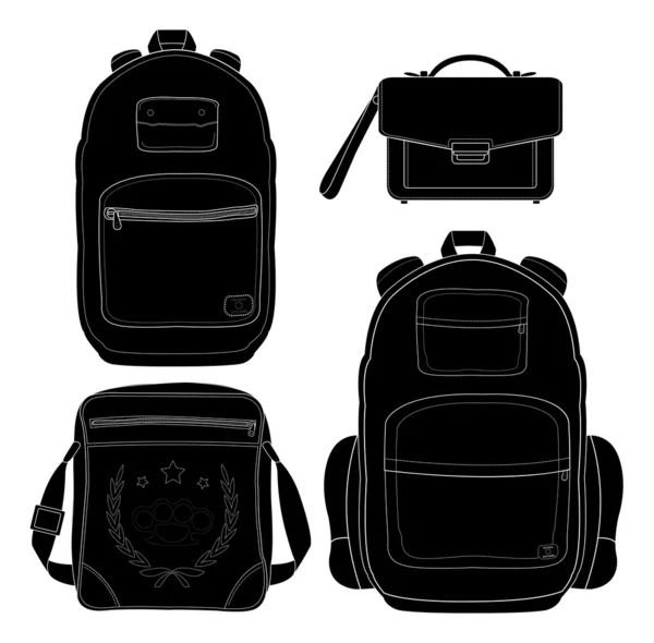 Conjunto de 4 bolsos de moda para hombres — Vector de stock