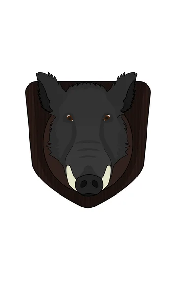 Hunting trophy. Stuffed taxidermy wild boar head — Stock Vector