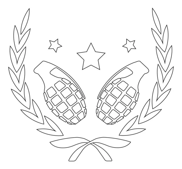 Λογότυπο που απομονώνονται σε λευκό με 2 χειροβομβίδες — Διανυσματικό Αρχείο
