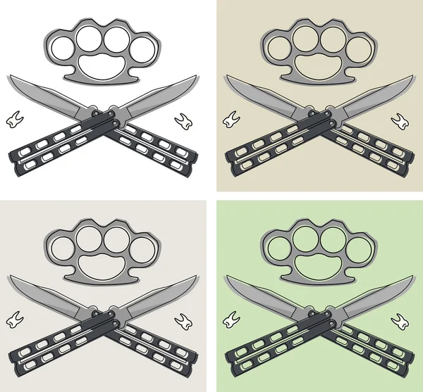 Logotipos isolados em branco com 2 facas cruzadas — Vetor de Stock