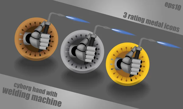 Icônes aux mains de cyborg — Image vectorielle