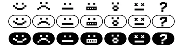 Pixel estilo sonrisas conjunto — Vector de stock