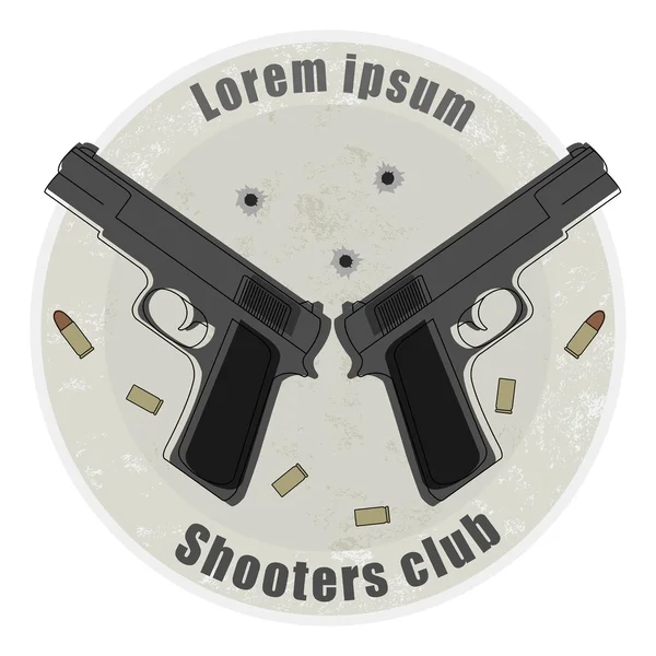 Zwei Pistolen und Kugeln Emblem — Stockvektor