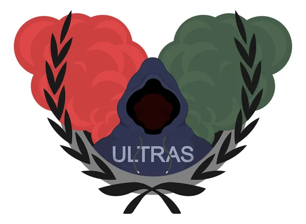 Lagerkrans, ultras, fotboll fan logotyp — Stock vektor