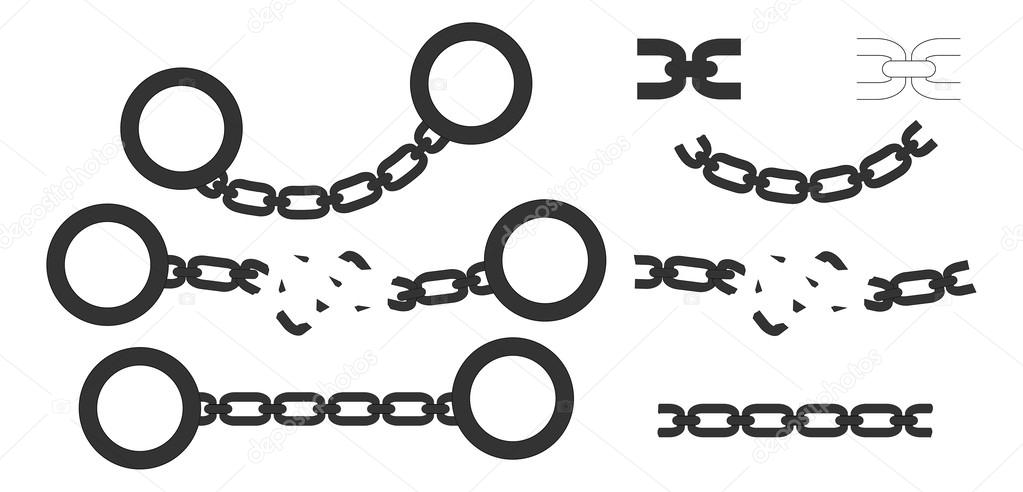 Set of handcuffs, chains