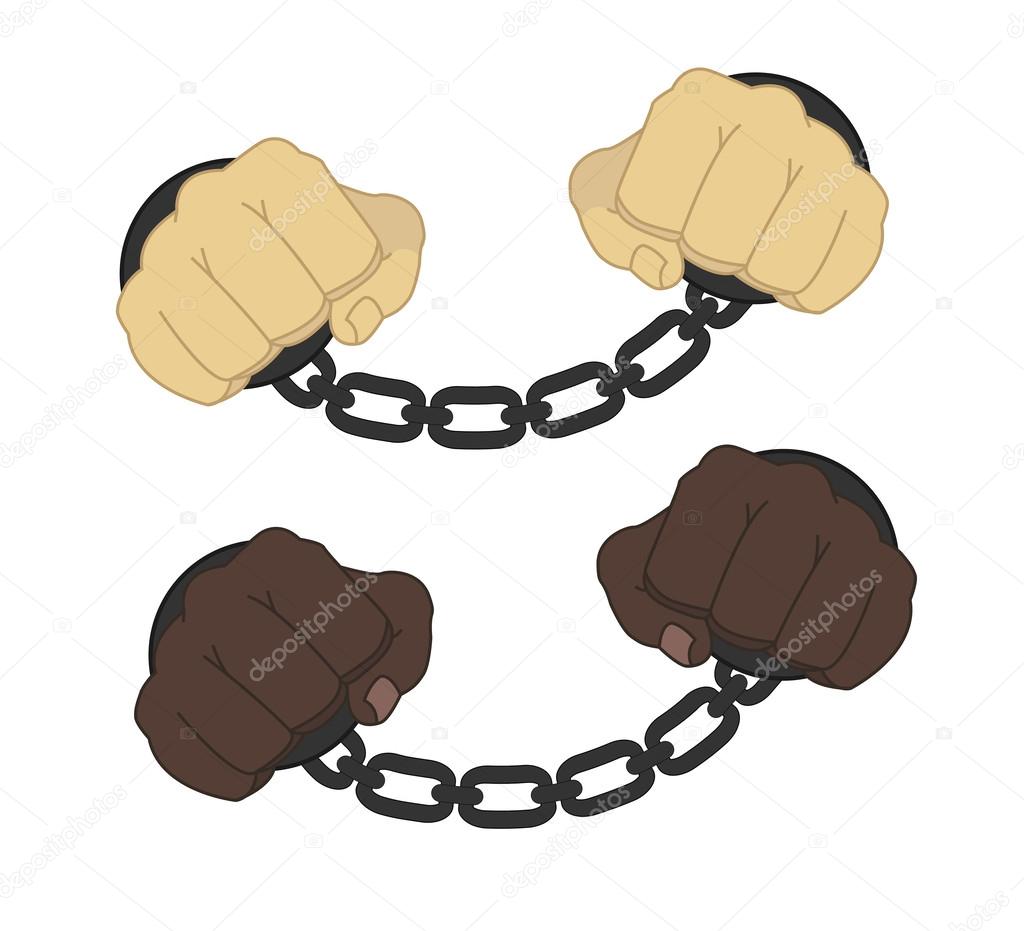 Male hands in  steel handcuffs