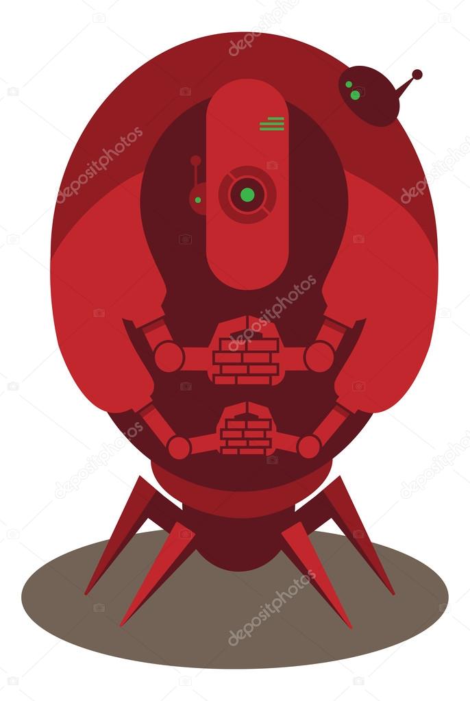 Large red alien robot