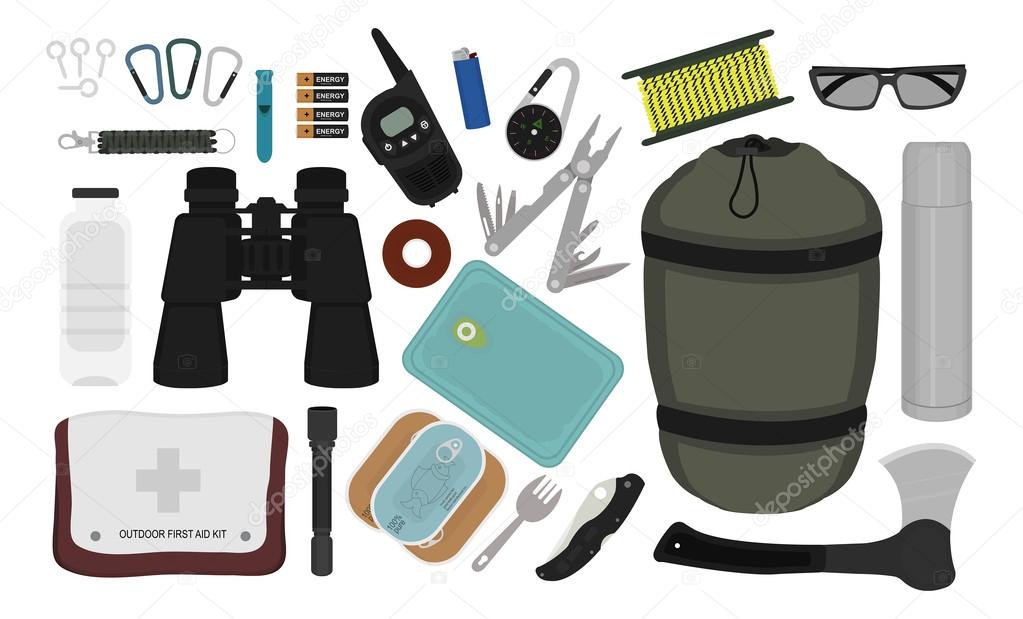 Set of survival camping equipment