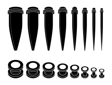 Set of ear tunnels and taper starters