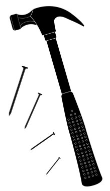 Claw hammer with steel nails