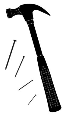 Claw hammer with steel nails clipart