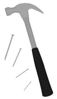 Claw hammer with steel nails