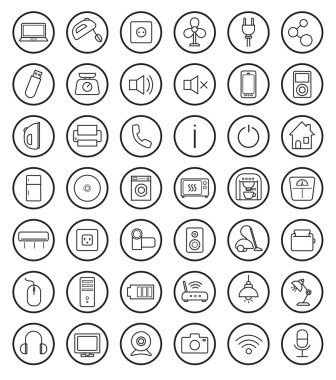 Household linear icons set