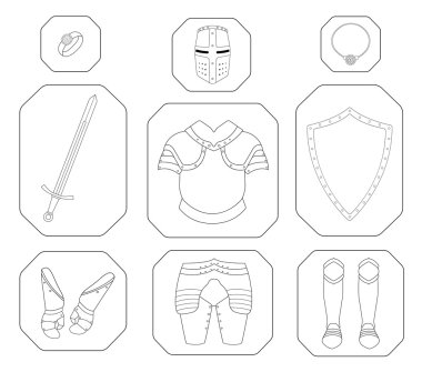 Knight warrior armor set in game clipart