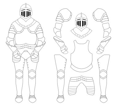 Medieval templar knight armor set clipart
