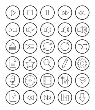Multimedya doğrusal Icons set