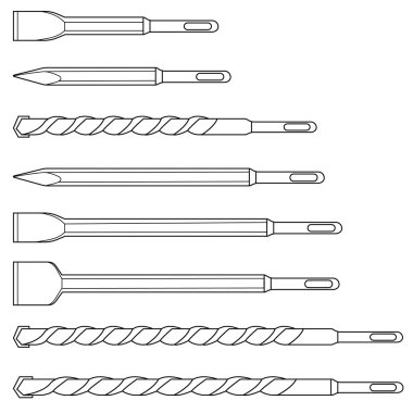 Set of professional hammer drill bits