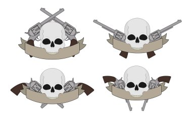 Batı tabanca ve kafatası afiş