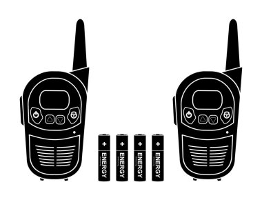Two travel radio with four batteries clipart
