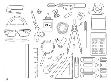 Stationery tools set clipart