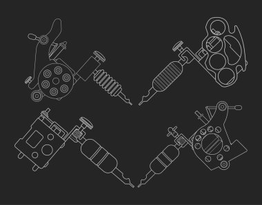 Set of different tattoo machines icons