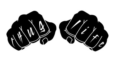 Thug Life tattoo on fingers