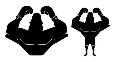 muscular boxer with hands raised up clipart