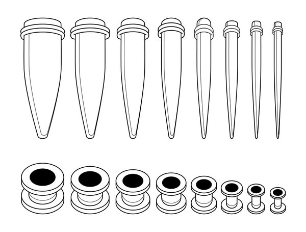 Set of ear tunnels and taper starters