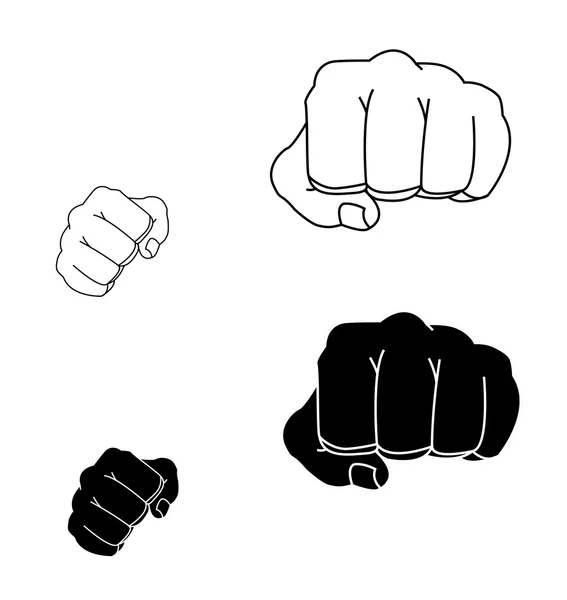 Puños de hombre en posición de lucha — Vector de stock