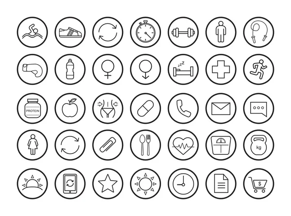 Fitness linear icons set — Stock Vector